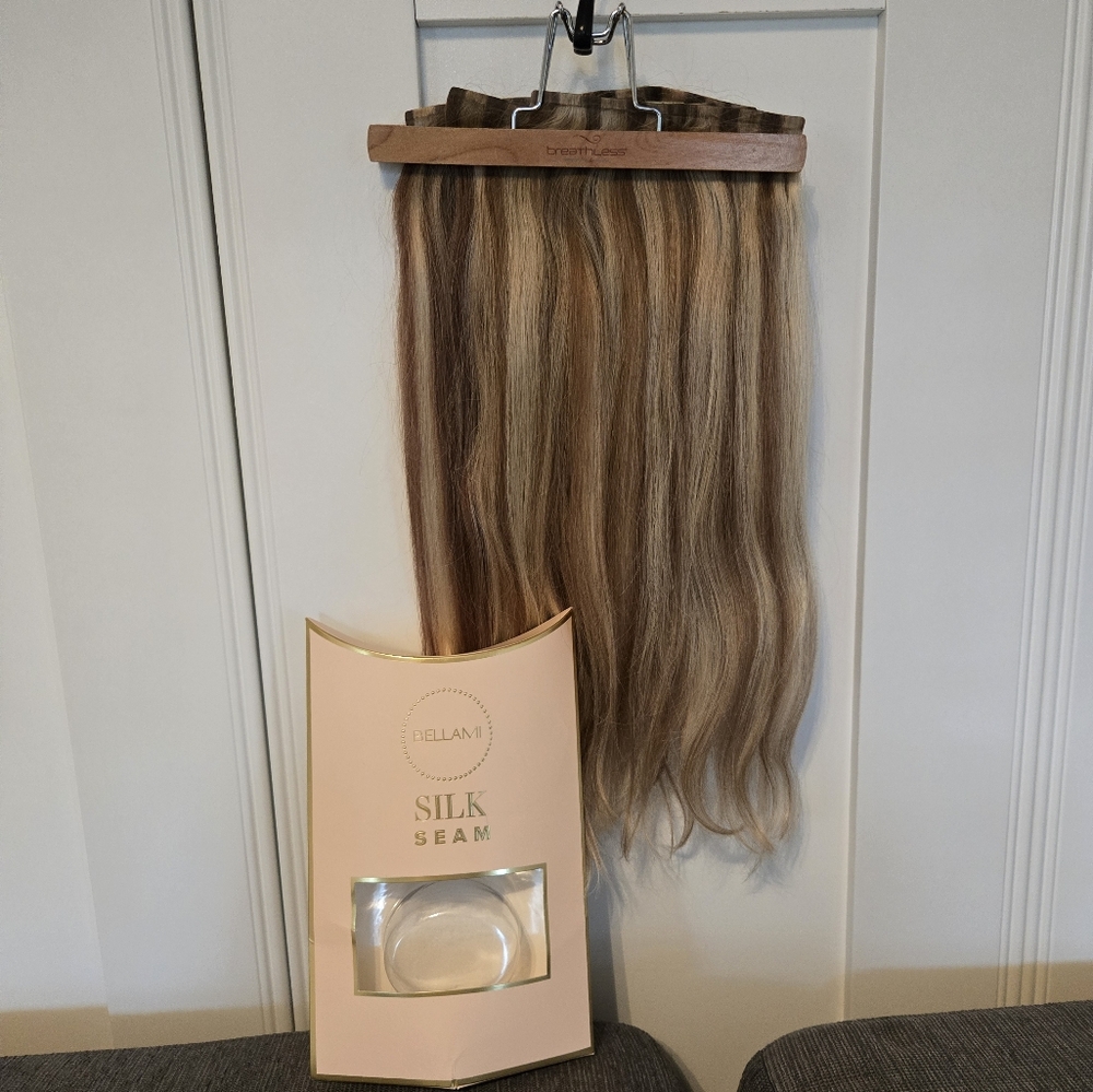 BELLAMI Silk Seam Extensions - These Are ASH Bronde Highlighted 18 inches.